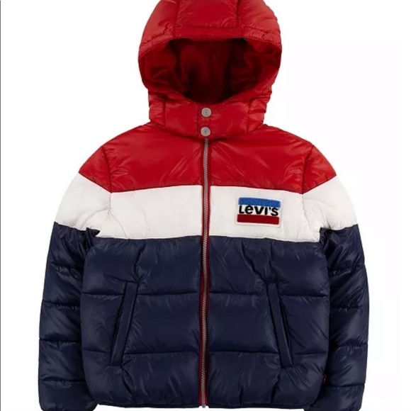 New Levi's Chenille Patch Puffer Jacket size large - Picture 1 of 8